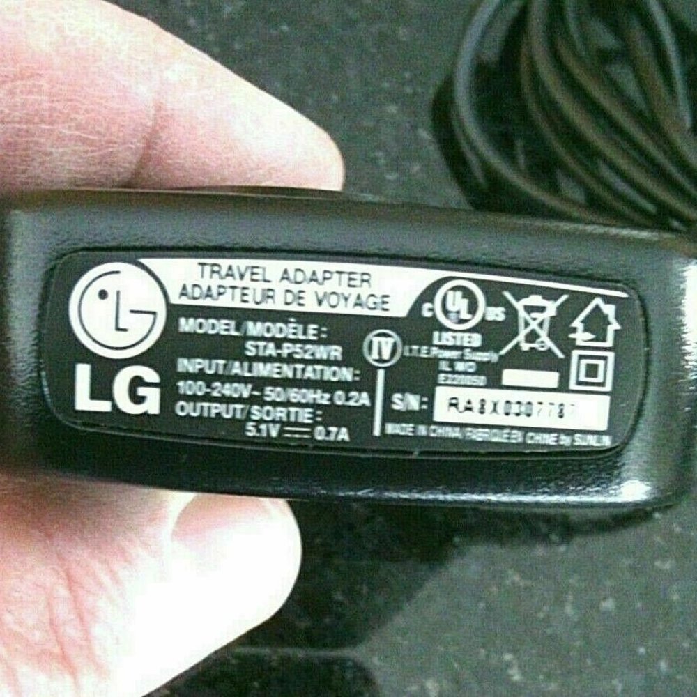 LG Travel Charger Mobile Phone STA-P52WR Plug Wall Adapter Cell Black Home Fit